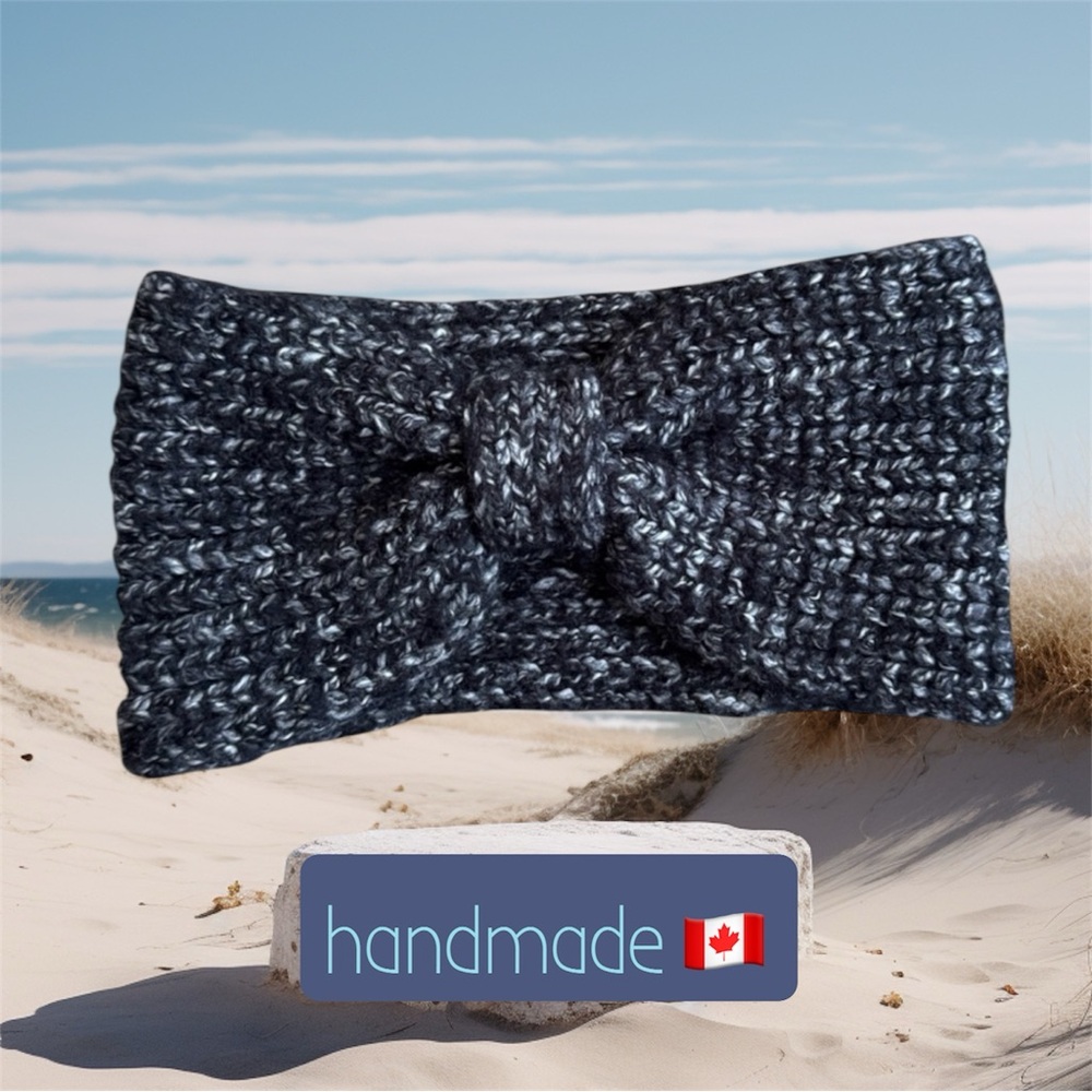 2 for $30 ๐Elegant Charcoal Hand Knit Headband - Picture 3 of 15
